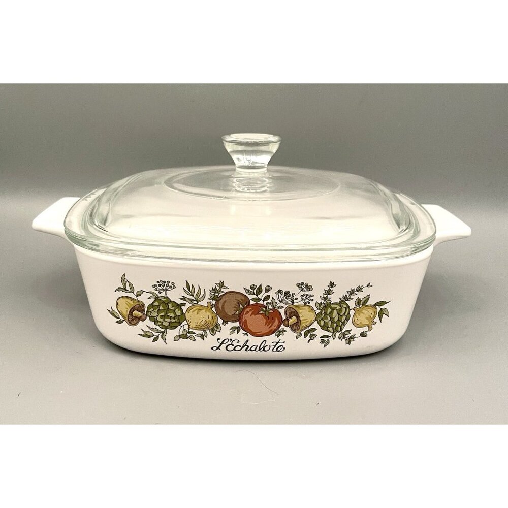 Vintage Corning Ware SPICE OF LIFE L'Echalote A-1-B Quart Casserole Dish w/ Lid